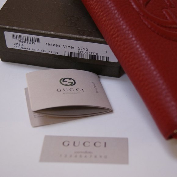 New Gucci Soho Red Leather Wallet - Picture 5 of 8